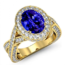 Halo Pave Set Cross Shank diamond Ring 18k Gold Yellow