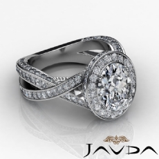 Halo Pave Set Cross Shank diamond Ring Platinum 950