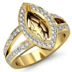 Diamond Engagement Ring Halo Setting Marquise Semi Mount 18k Yellow Gold 0.55Ct - javda.com 