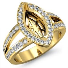 Diamond Engagement Ring Halo Setting Marquise Semi Mount 14k Gold Yellow  (0.55Ct. tw.)