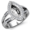 Diamond Engagement Ring Halo Setting Marquise Semi Mount 18k White Gold 0.55Ct - javda.com 