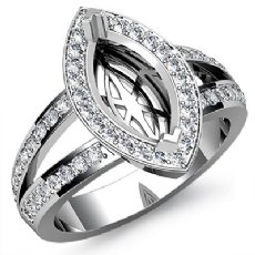 Diamond Engagement Ring Halo Setting Marquise Semi Mount 14k White Gold 0.55Ct