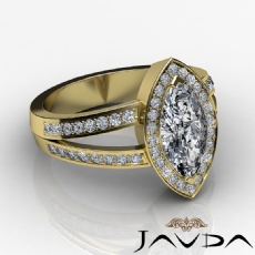 Halo Split-Shank Pave Set diamond Ring 14k Gold Yellow