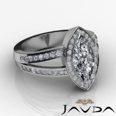 Halo Split-Shank Pave Set diamond Ring 14k Gold White