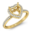 Heart Cut Diamond Engagement Semi Mount Ring 18k Yellow Gold Halo Setting 0.53Ct - javda.com 