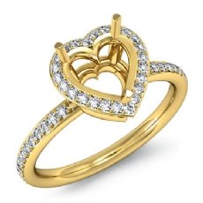 Heart Cut Diamond Engagement Semi Mount Ring 14k Gold Yellow Halo Setting  (0.53Ct. tw.)