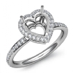 Heart Cut Diamond Engagement Semi Mount Ring 14k White Gold Halo Setting 0.53Ct - javda.com 