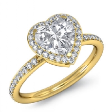 Pave Setting Halo Sidestone diamond Ring 18k Gold Yellow