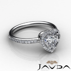 Pave Setting Halo Sidestone diamond Ring 14k Gold White