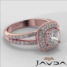Double Halo Pave Split Shank diamond Ring 18k Rose Gold