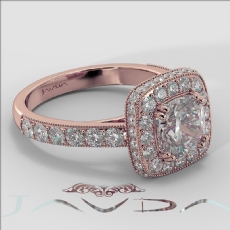 Milgrain Circa Halo Basket Set diamond Ring 18k Rose Gold