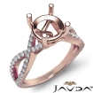 French Cut Pave Diamond Engagement Ring 14k Rose Gold Round Semi Mount 0.44Ct - javda.com 