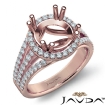 Halo U Cut Prong Diamond Engagement Ring Round Semi Mount 14k Rose Gold 1Ct - javda.com 