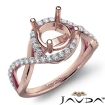 Diamond Engagement Ring Round Semi Mount 14k Rose Gold Halo Pave Setting 0.34Ct - javda.com 