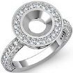 Round Diamond Engagement Bezel Halo Setting Semi Mount Ring 14k White Gold 1.5Ct
