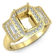 Round Diamond 3 Stone Anniversary Emerald Semi Mount Ring Setting 14k Yellow Gold 0.45Ct - javda.com 