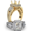 Emerald Diamond Engagement Halo 3Stone Ring Set 18k Yellow Gold Semi Mount 1.95Ct - javda.com 