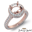 Round Diamond Engagement Ring Pave Semi Mount 14k Rose Gold Wedding Band 1.9Ct - javda.com 