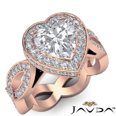 Circa Halo Pave Twisted Shank diamond Ring 14k Rose Gold