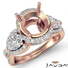 Three 3 Stone Diamond Anniversary Pear Round Semi Mount Ring 14k Rose Gold  (1.4Ct. tw.)