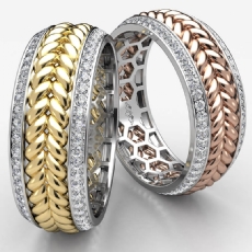 Rope Style Round Diamond Eternity Mens Wedding Band 14k Two Tone Gold 1.00Ct