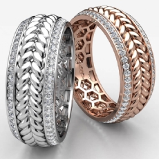 Rope Style Round Diamond Eternity Mens Wedding Band 14k Rose Gold  (1Ct. tw.)