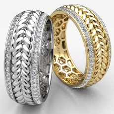 Rope Style Round Diamond Eternity Mens Wedding Band 18k Gold Yellow  (1Ct. tw.)