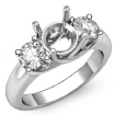 Round Semi Mount Diamond 3 Stone Engagement Ring Platinum 950 0.8Ct - javda.com 