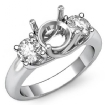 Round Semi Mount Diamond 3 Stone Engagement Ring 14k White Gold 0.8Ct - javda.com 