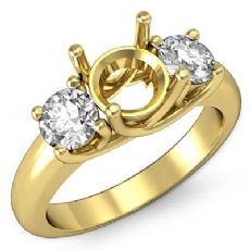Round Semi Mount Diamond 3 Stone Engagement Ring 14k Gold Yellow  (0.8Ct. tw.)