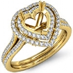 Diamond Engagement Halo Setting Ring Heart Cut Semi Mount 18k Yellow Gold 1.55Ct - javda.com 