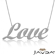 Love Word Personalized Script Font Pendant Custom Necklace in 14k Gold White
