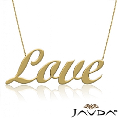 Love Word Personalized Script Font Pendant Custom Necklace in 14k Yellow Gold