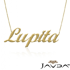 Custom Necklace Lupita Name Personalized Cursive Font Pendant 14k Yellow Gold