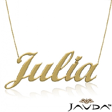 Handmade Julia Name Custom Pendant Personalized Necklace in 14k Yellow Gold