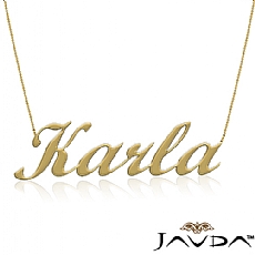 Karla Personalized Filled Name Custom Pendant Necklace in 14k Yellow Gold