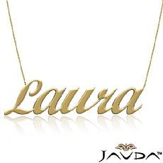 Personalized Cursive Laura Name Pendant Custom Necklace in 14k Yellow Gold