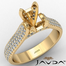 Halo Pave Set Diamond Engagement Emerald Semi Mount Ring 14k Gold Yellow  (1.45Ct. tw.)