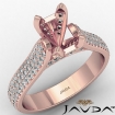 Halo Pave Set Diamond Engagement Emerald Semi Mount Ring 14k Rose Gold 1.45Ct - javda.com 