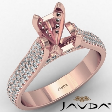 Halo Pave Set Diamond Engagement Emerald Semi Mount Ring 14k Rose Gold  (1.45Ct. tw.)