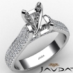 Halo Pave Set Diamond Engagement Emerald Semi Mount Ring 14k White Gold 1.45Ct - javda.com 