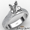 Halo Pave Set Diamond Engagement Emerald Semi Mount Ring 18k White Gold 1.45Ct - javda.com 