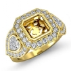 3 Stone Diamond Heart Asscher Semi Mount Ring 18k Yellow Gold Halo 1.05Ct - javda.com 