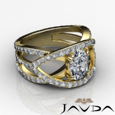 Pave Setting Sidestone diamond Ring 18k Gold Yellow