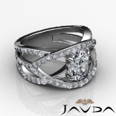 Pave Setting Sidestone diamond Ring 14k Gold White