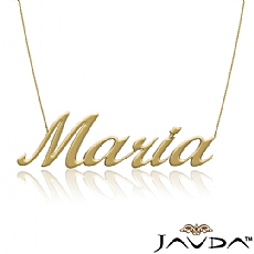 Maria Name Personalized Cursive Script Custom Necklace Pendant 14k Yellow Gold