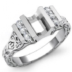 0.2Ct Carved Design Emerald Diamond Engagement Ring Setting 18k White Gold - javda.com 