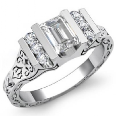 Filigree Design Channel Set diamond Ring 14k Gold White