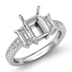 Round Diamond 3 Stone Engagement Ring Emerald Setting 14K Gold 0.85Ct