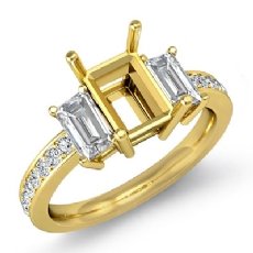 Round Diamond 3 Stone Engagement Ring Emerald Setting 14k Gold Yellow  (0.85Ct. tw.)